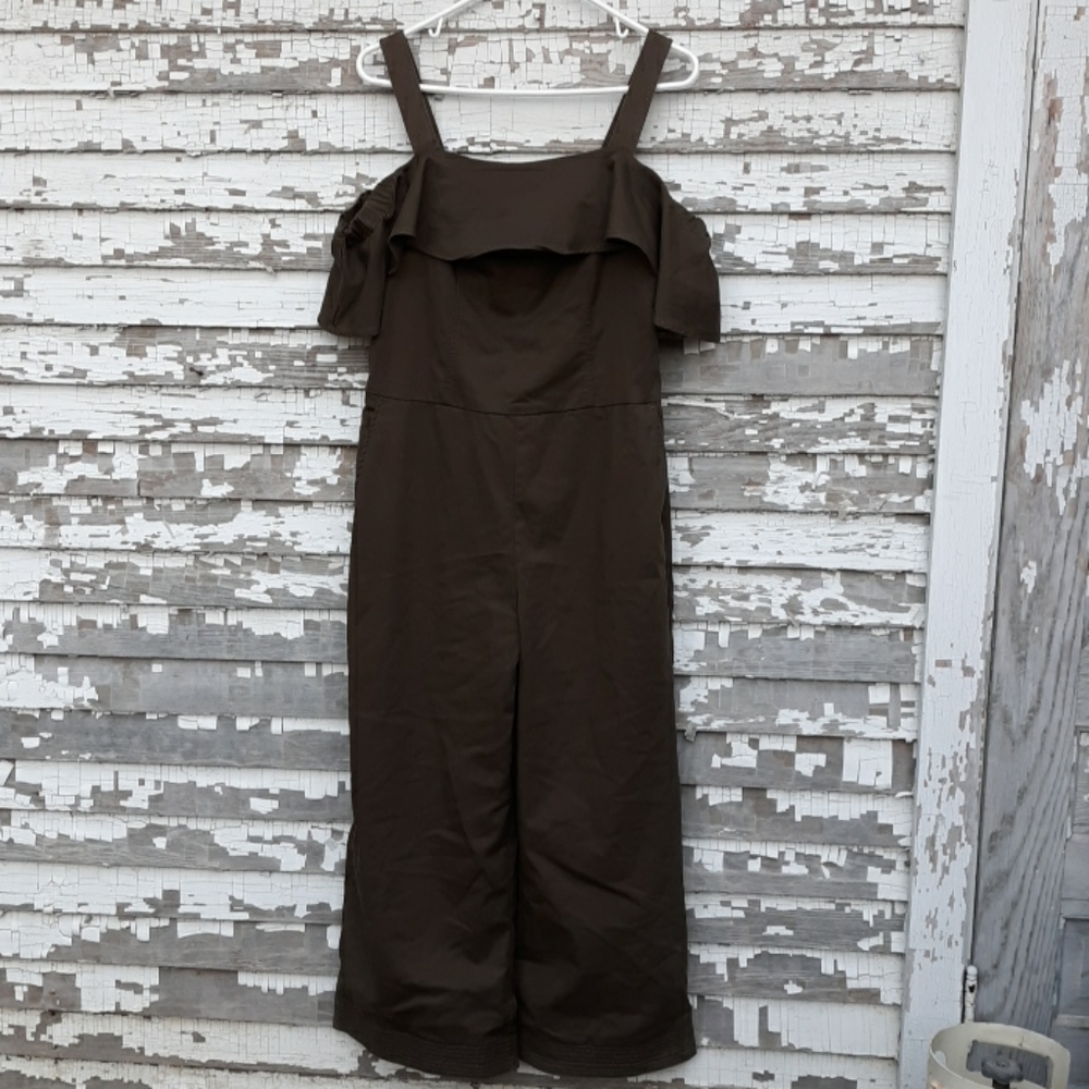 Banana Republic Olive Brown Off-Shoulder Jumpsuit
